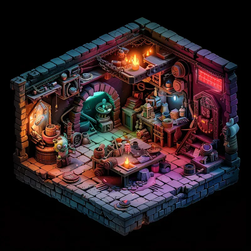 Isometric Fantasy Style Illustrations