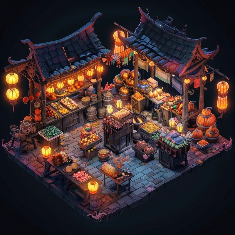 Isometric Fantasy Style Illustrations