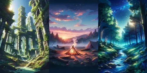 Anime-style Sceneric Phone Wallpapers generated by dalle