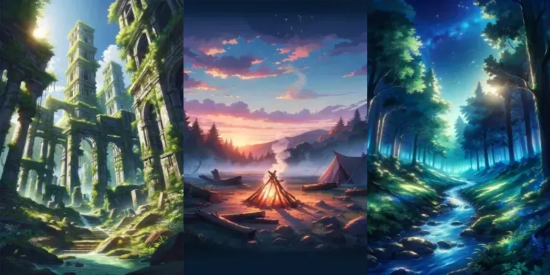 Anime-style Sceneric Phone Wallpapers generated by undefined