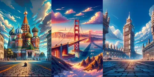 Anime Iconic Landmark Phone Wallpapers generated by dalle