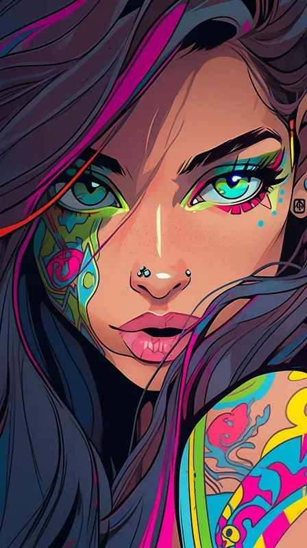 Cartooned Girls Portraits