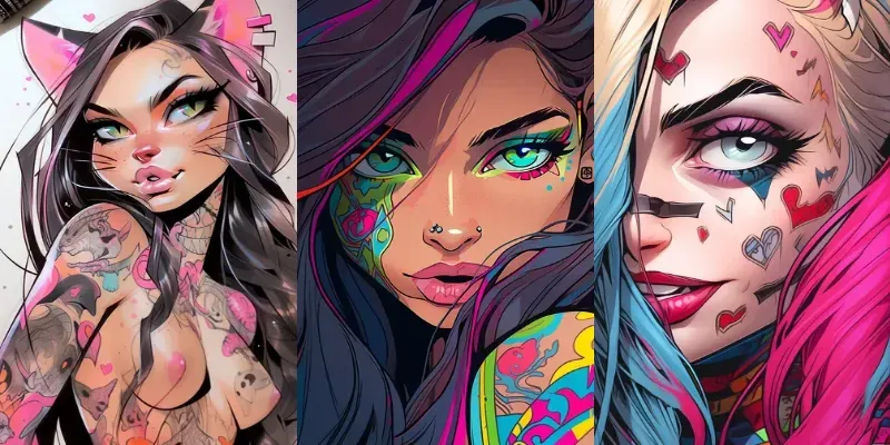 Cartooned Girls Portraits generated by undefined