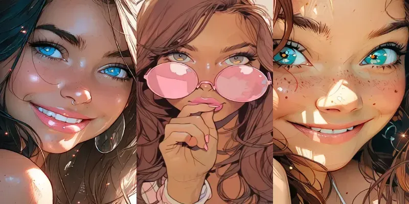 Hq Cartooned Girls Portraits generated by undefined