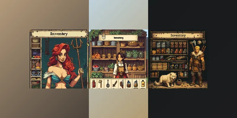 Pixel Art Game Inventory Tab Designs generated by undefined