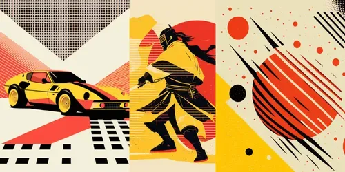 Three Tone Abstract Posters generated by midjourney