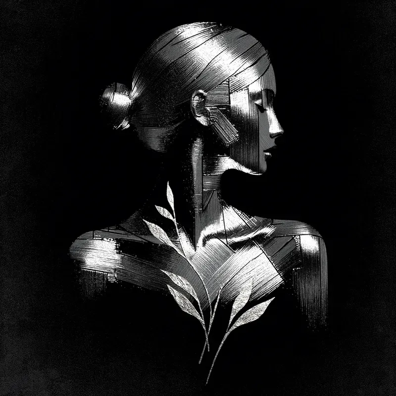 Silver Metallic Kintsugi Minimal Art