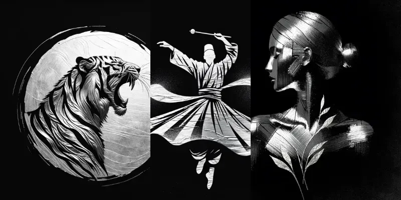 Silver Metallic Kintsugi Minimal Art generated by undefined