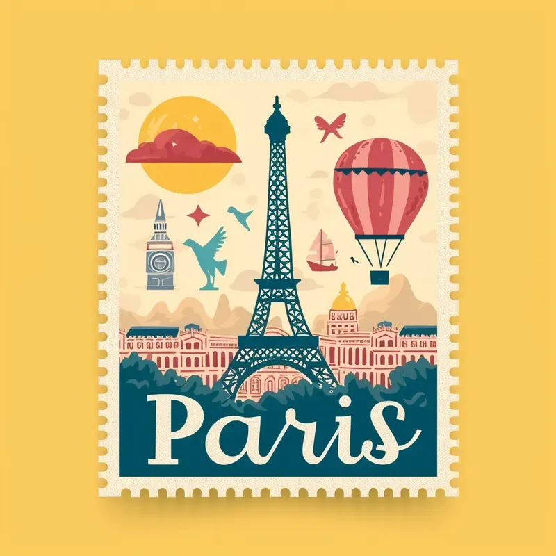 Pastel Travel Postage Stamps