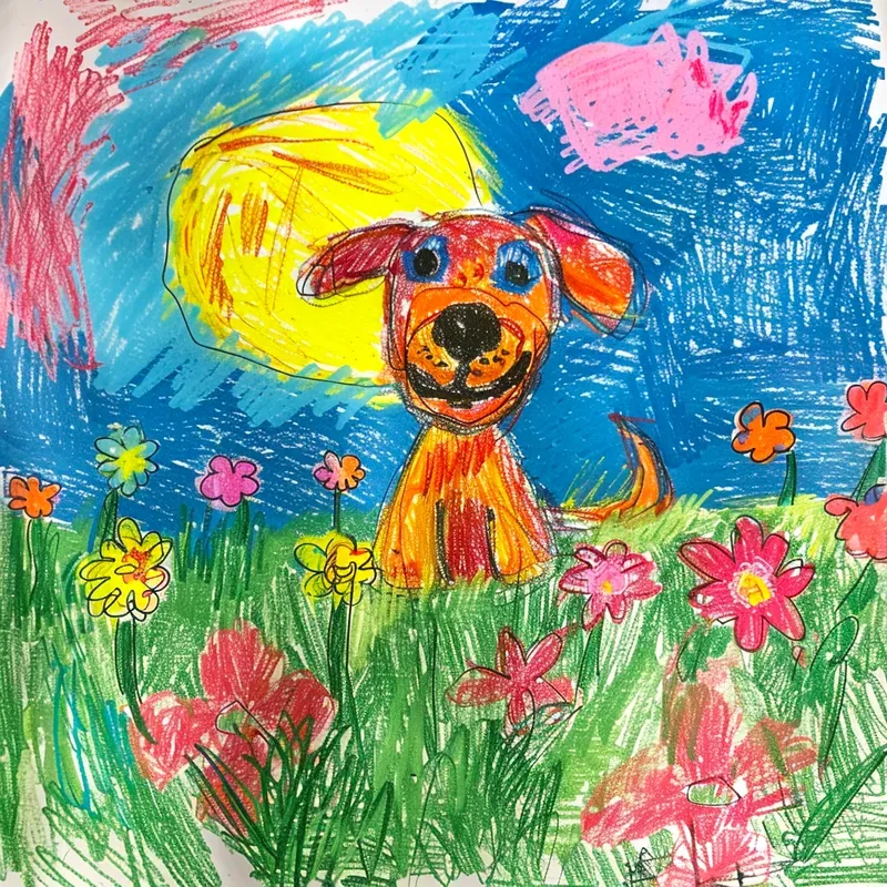 Colorful Crayon Scribble Kids Drawings