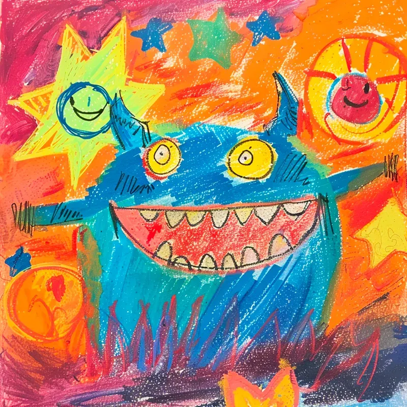 Colorful Crayon Scribble Kids Drawings