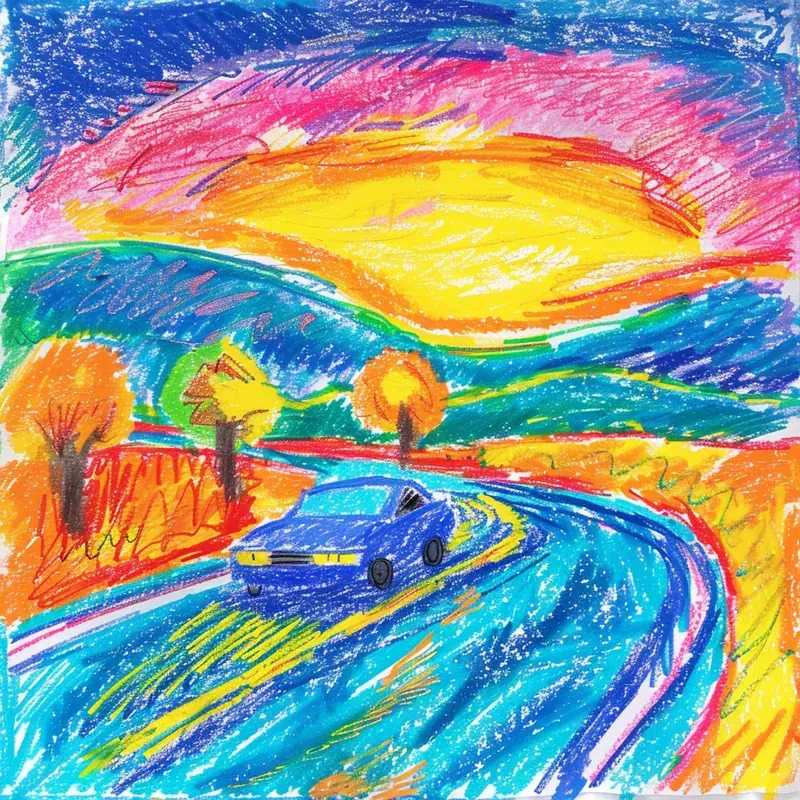Colorful Crayon Scribble Kids Drawings