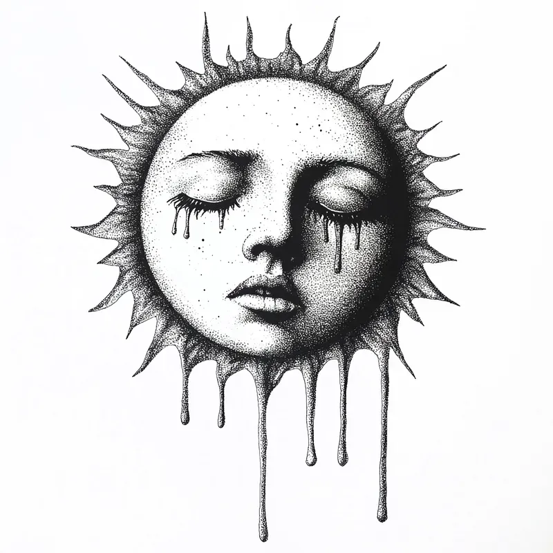 Grainy Pencil Monochrome Dotwork Art
