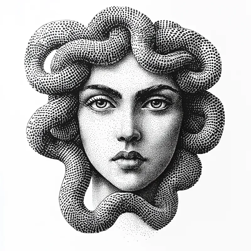 Grainy Pencil Monochrome Dotwork Art