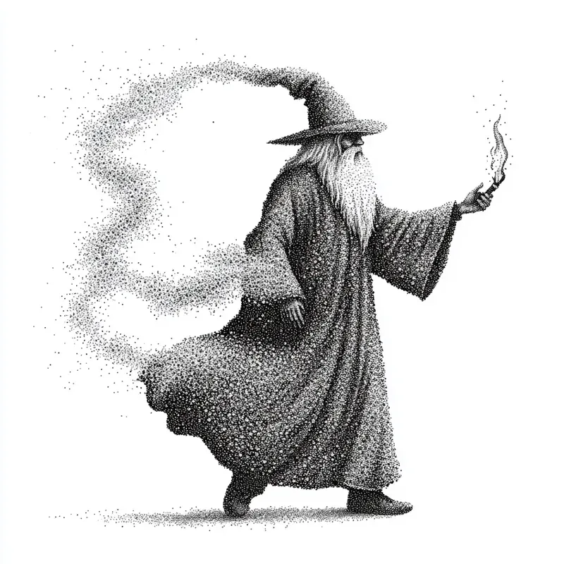 Grainy Pencil Monochrome Dotwork Art