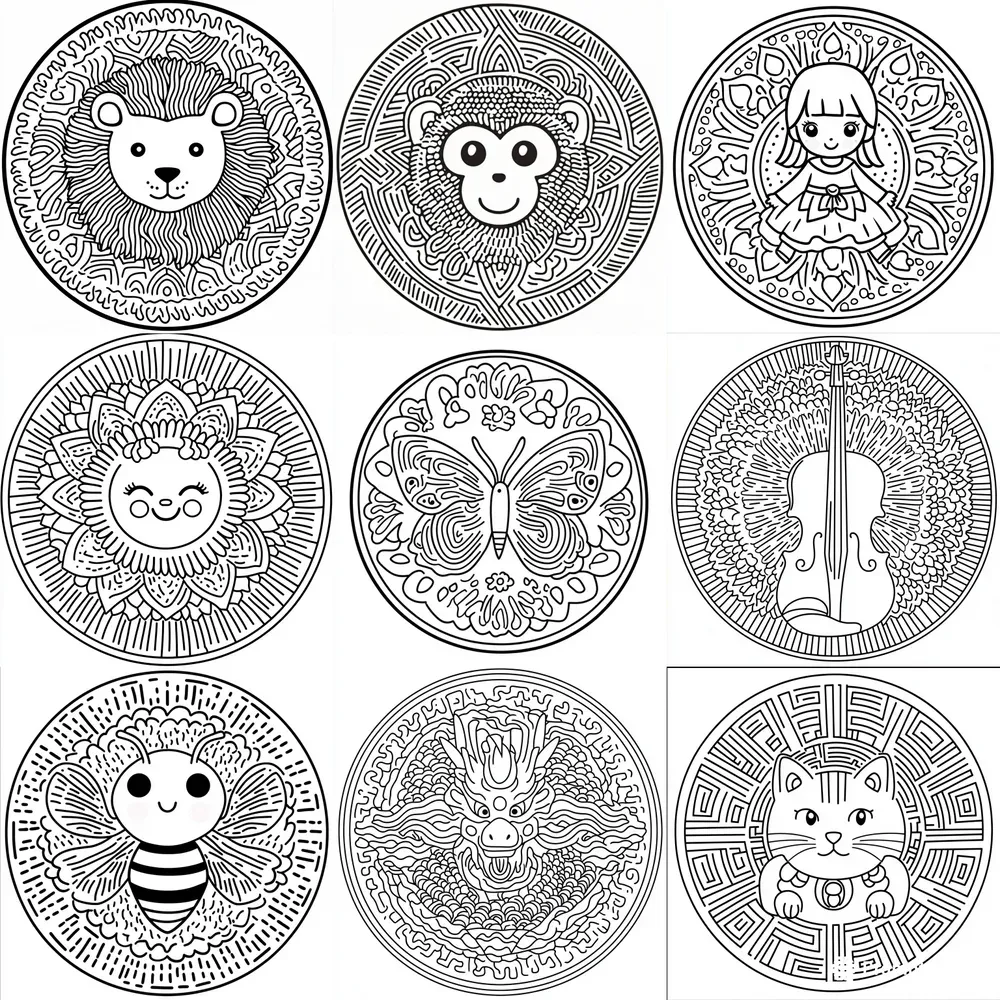 Kids Cute Kawaii Mandalas Coloring Book