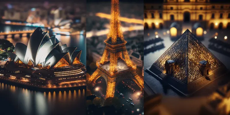 Famous Buildings At Night generated by undefined