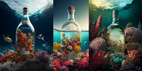 Bottles In The Ocean generated by midjourney