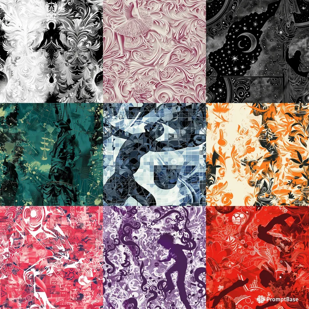 Stylized Silhouette Repeating Patterns