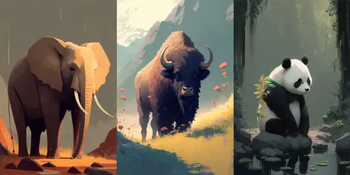 Eye Catching Animal Illustration Posters generated by midjourney