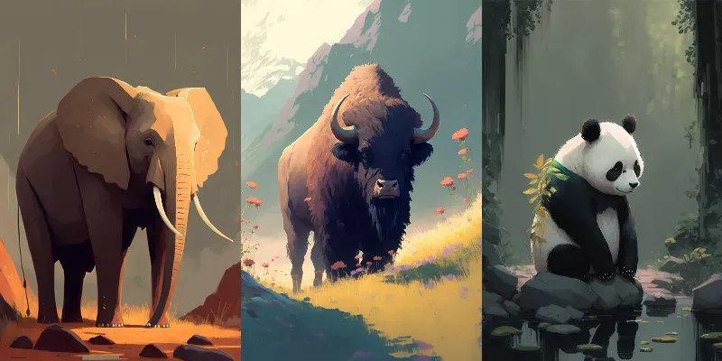 Eye Catching Animal Illustration Posters generated by undefined