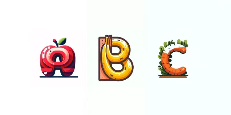 Vector Flat Food Letters generated by undefined