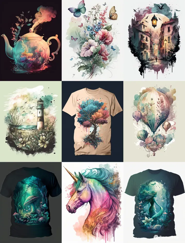 Dreamy Watercolors T-shirt Designs