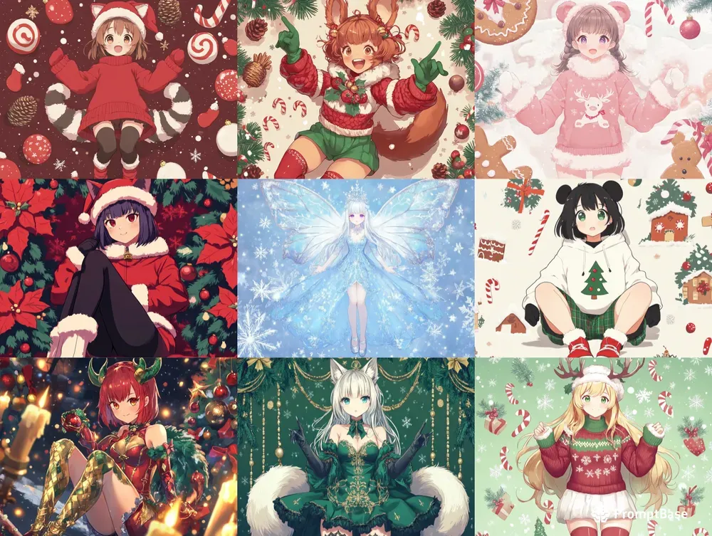 Cute Modern Christmas Anime Art