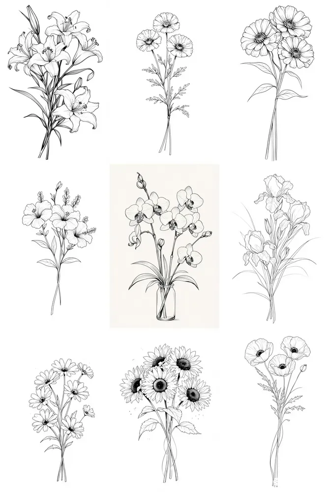 Elegant Line Floral Art