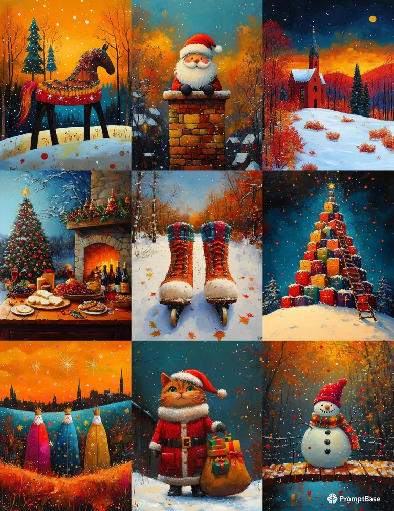 Whimsical Contrast Christmas Atc Cards