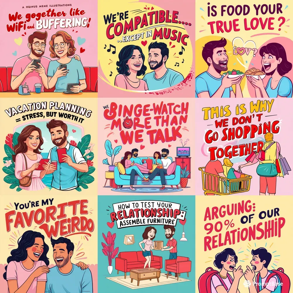 Funny Couple Memes Illustrations