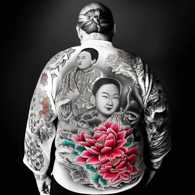 Black And White Images And Colorful Tattoos