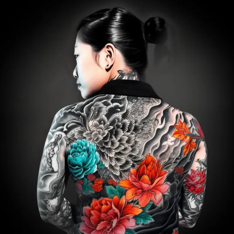 Black And White Images And Colorful Tattoos