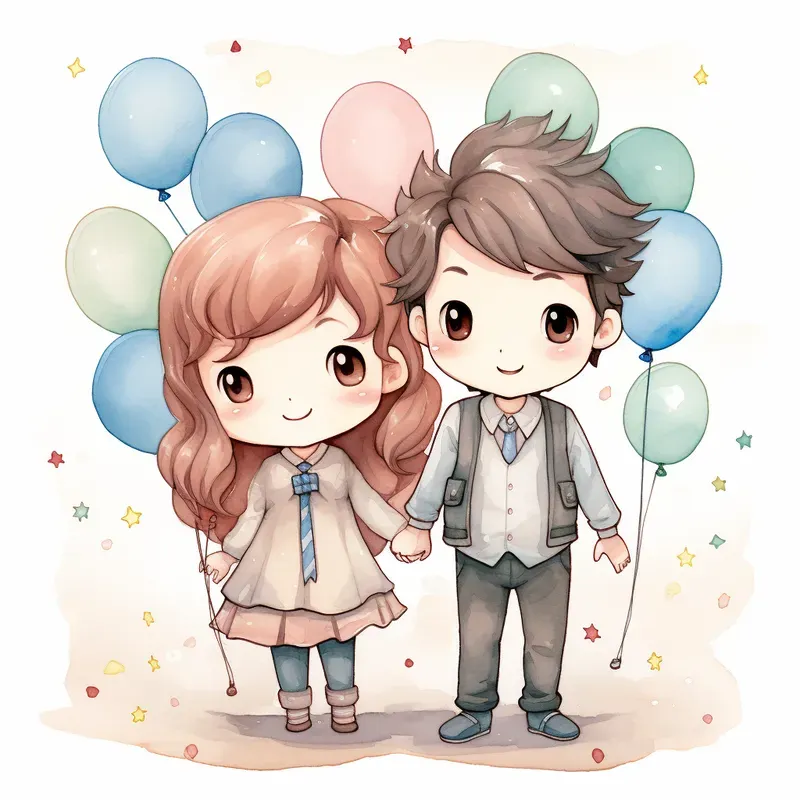 Cute Couple Illustrations Stickers