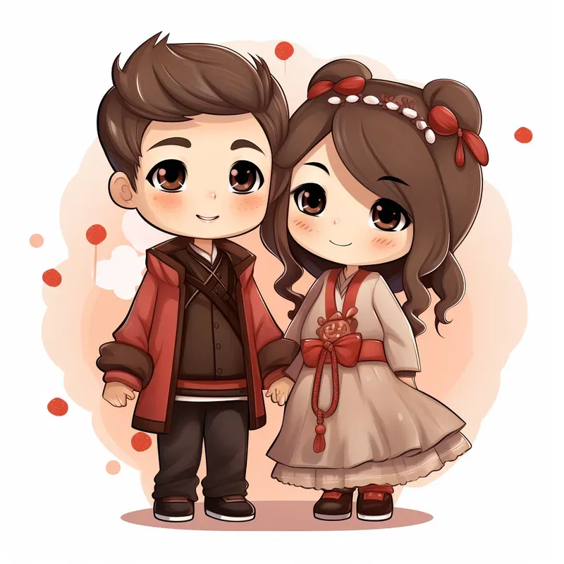 Cute Couple Illustrations Stickers