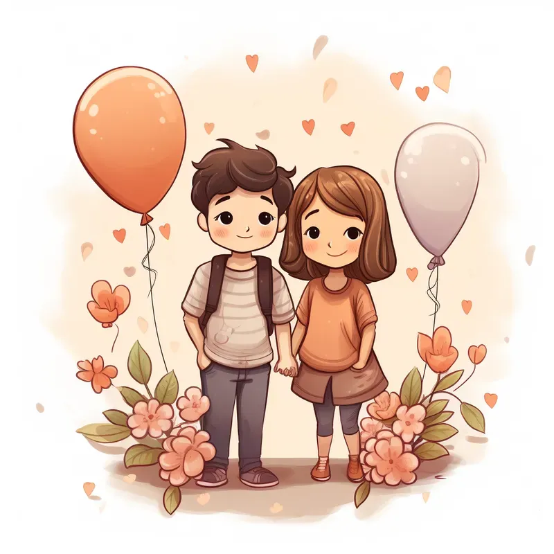Cute Couple Illustrations Stickers