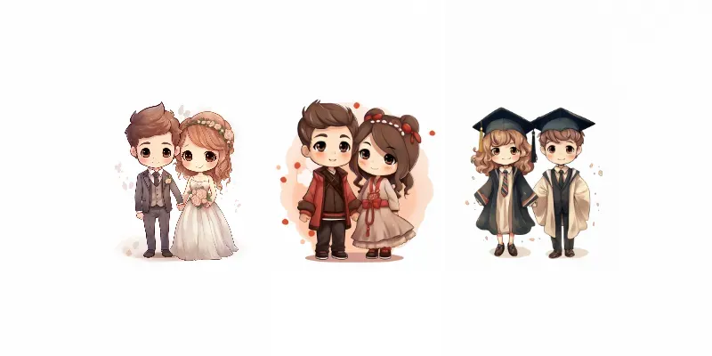 Cute Couple Illustrations Stickers generated by undefined