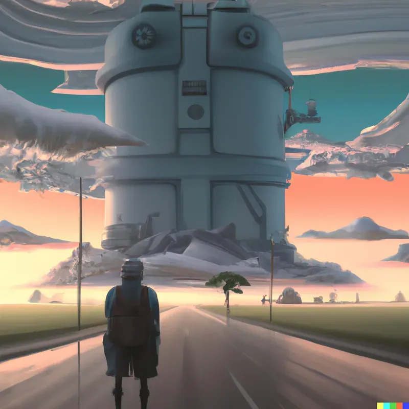A Lone Person Boldly Facing An Arbitrary Scene