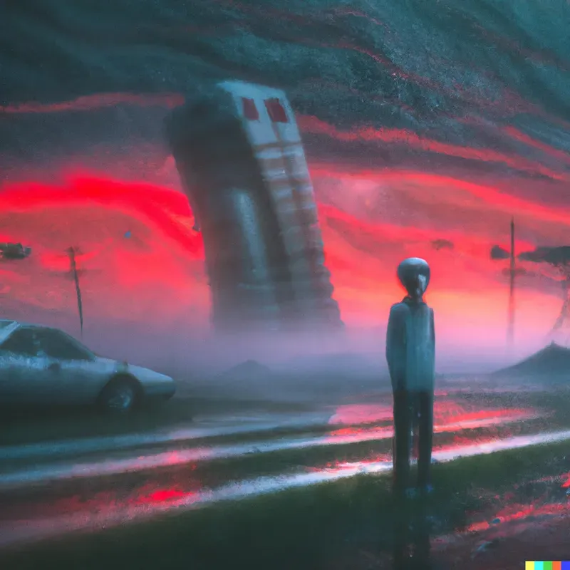 A Lone Person Boldly Facing An Arbitrary Scene