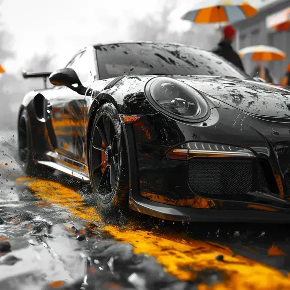 Dynamic Sports Car Brushwork Art