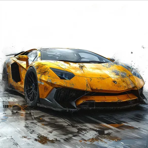 Dynamic Sports Car Brushwork Art