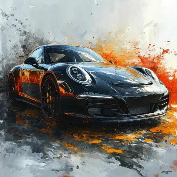 Dynamic Sports Car Brushwork Art