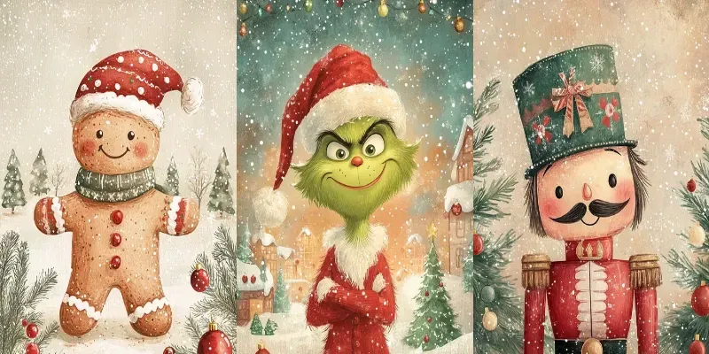 Vintage Cozy Christmas Illustrations generated by undefined
