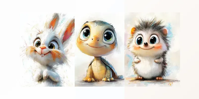 Adorable 3Dlike Cartoon Animals generated by undefined