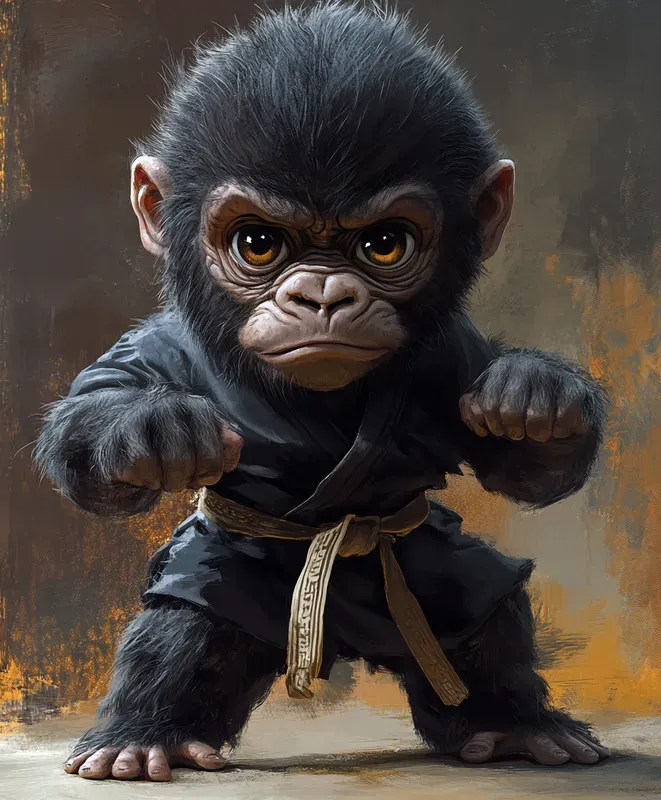 Babies Animals In Martial Art Stances