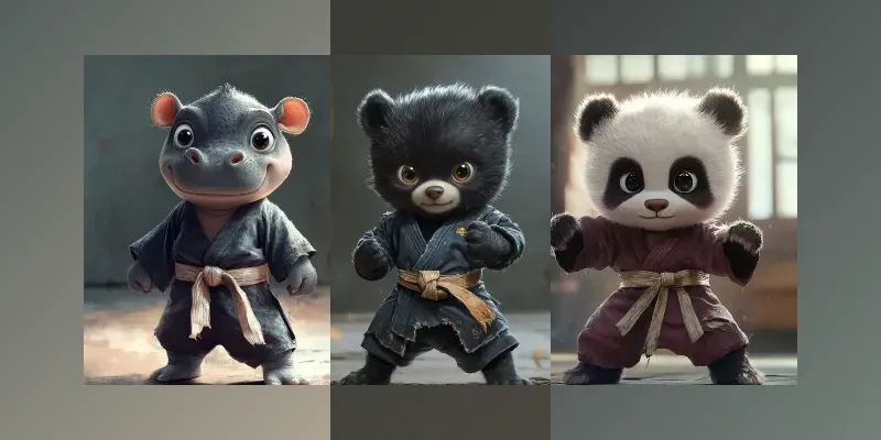 Babies Animals In Martial Art Stances generated by undefined