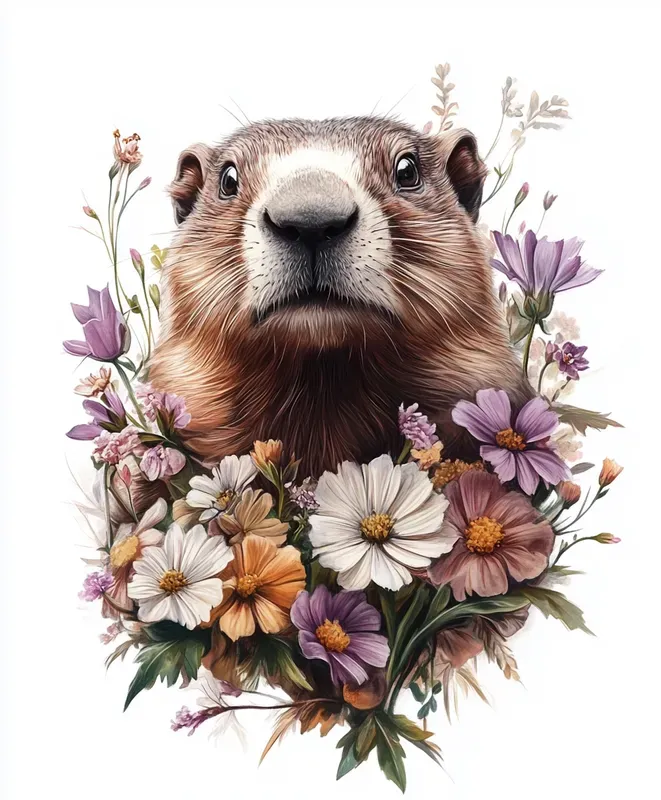 Feminine Animal Portraits With Flowers