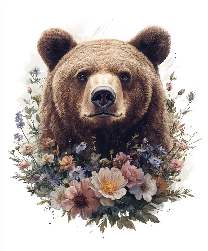 Feminine Animal Portraits With Flowers
