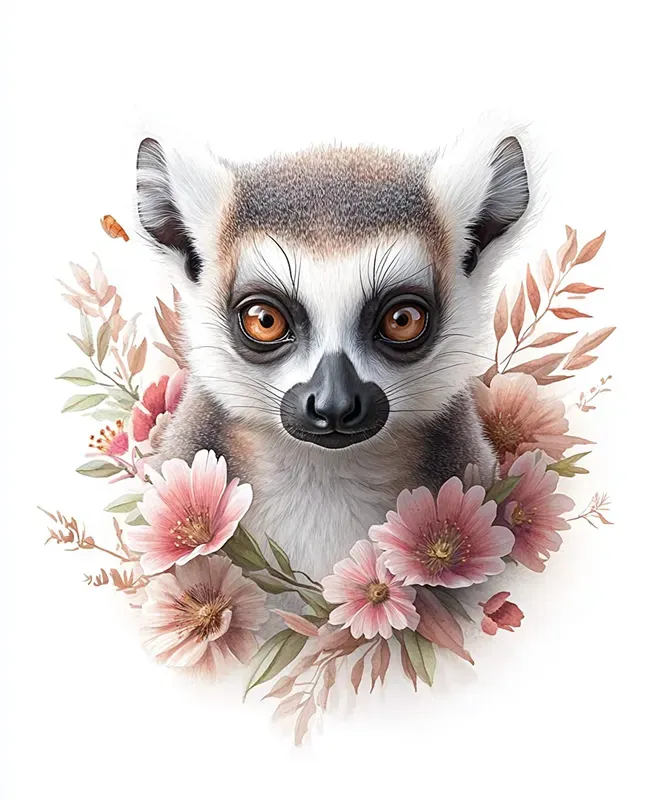 Feminine Animal Portraits With Flowers