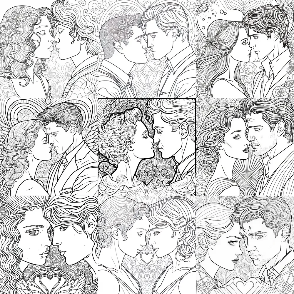 Coloring Book Cute Couples